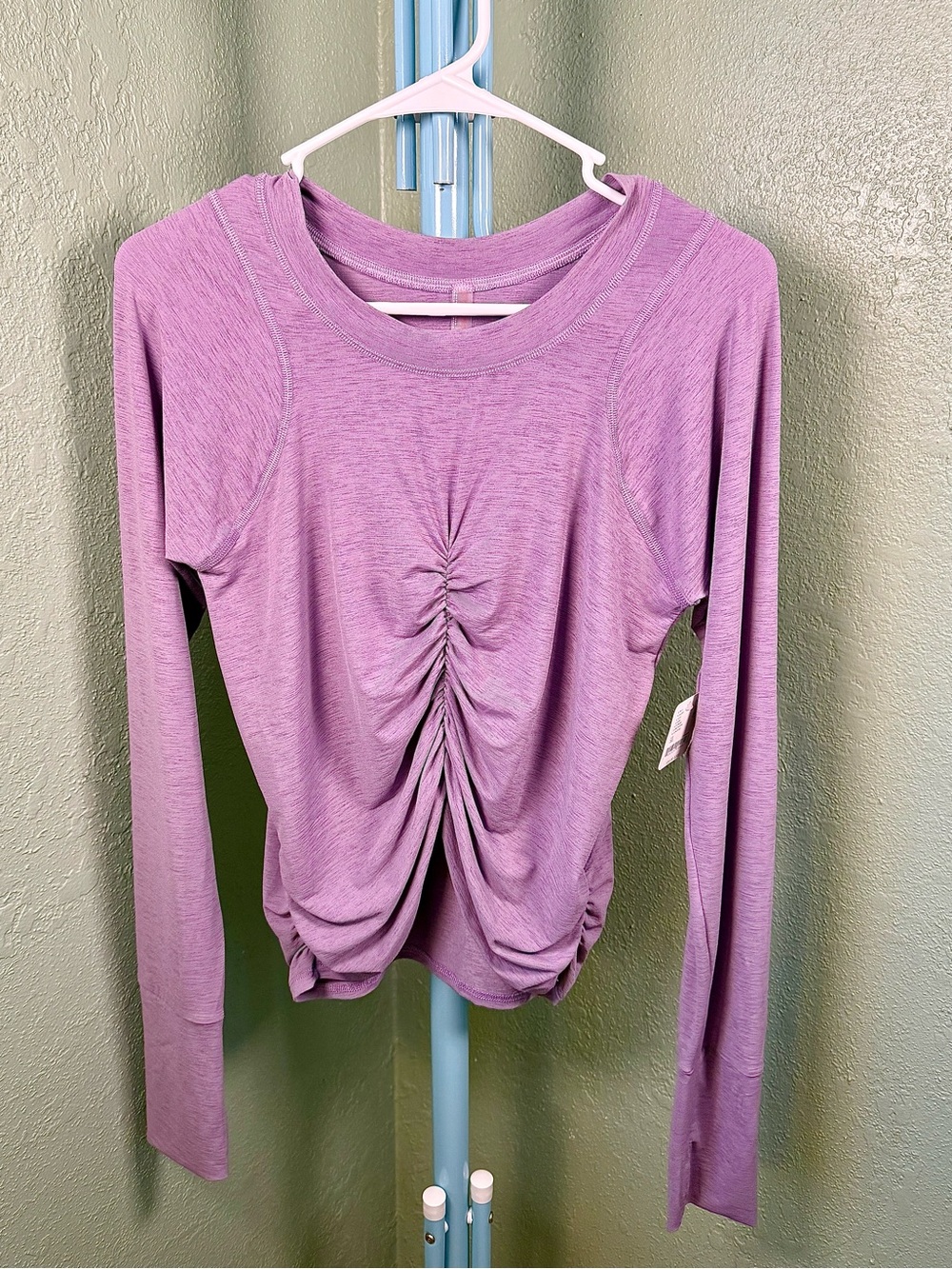 FP Movement Free People Tempo Ruched Long Sleeve Shirt Lavender Gem XL